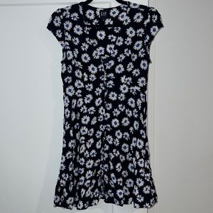 Navy Blue and White Floral Mini Dress